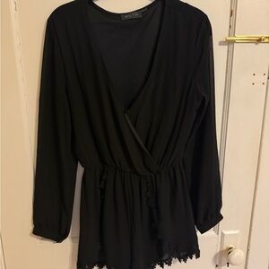 ASTR Black Long Sleeve Romper